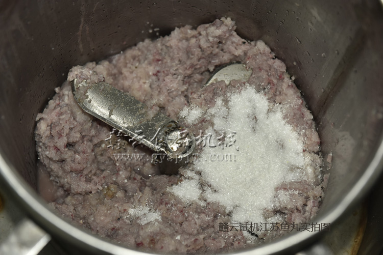 采肉機(jī)采好的魚(yú)肉放入打漿機(jī)中打漿